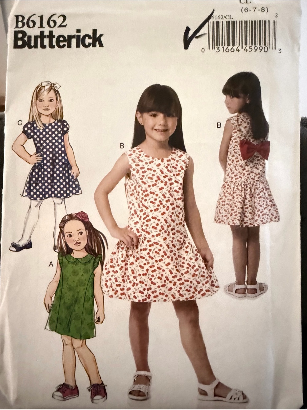 Butterick Pattern B6162 
Girl's EASY Lined Dress 
UNCUT 
Sizes 6-7-8
NEW